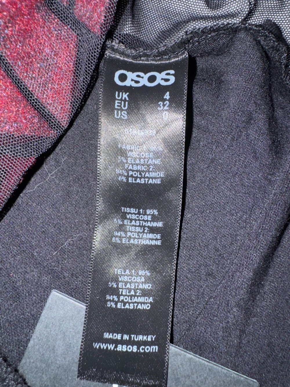 ASOS PETITE Velvet Geometric Mesh Bodysuit in Wine Red & Black - Picture 5 of 7